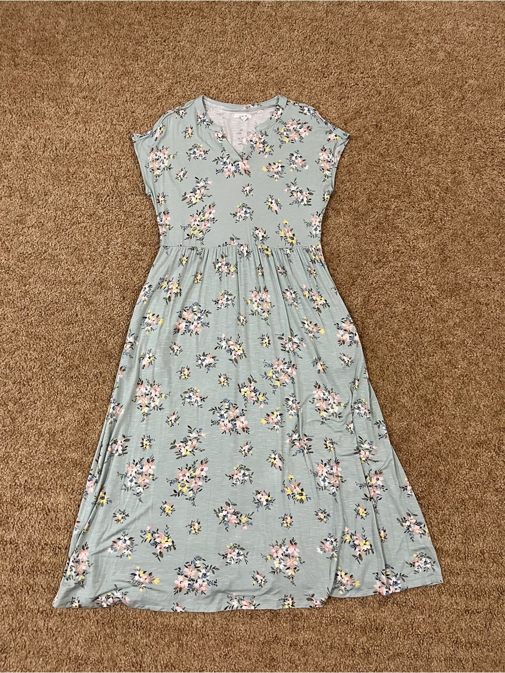 Maurices V-Neck Floral Mint Green Midi Dress Size Medium